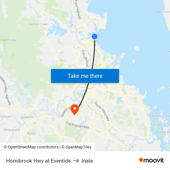 Hornibrook Hwy at Eventide to Inala map