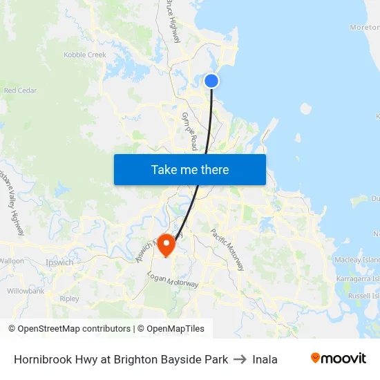 Hornibrook Hwy at Brighton Bayside Park to Inala map