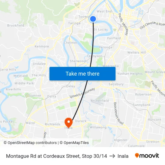 Montague Rd at Cordeaux Street, Stop 30/14 to Inala map
