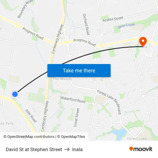 David St at Stephen Street to Inala map