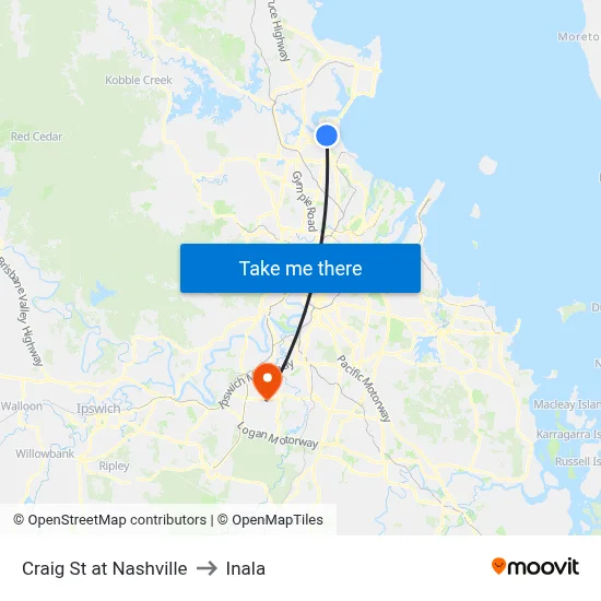 Craig St at Nashville to Inala map