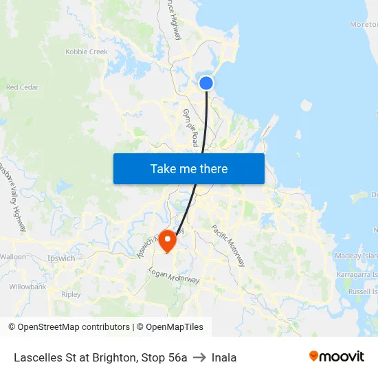 Lascelles St at Brighton, Stop 56a to Inala map