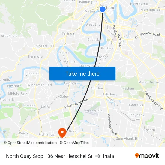 North Quay Stop 106 Near Herschel St to Inala map
