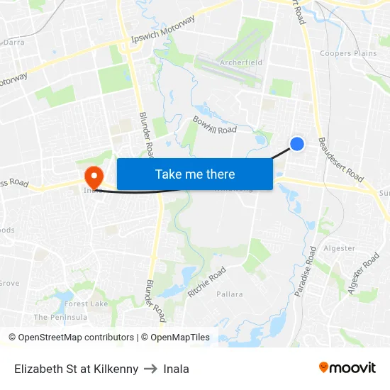 Elizabeth St at Kilkenny to Inala map