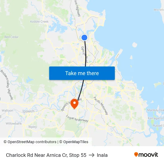 Charlock Rd Near Arnica Cr, Stop 55 to Inala map