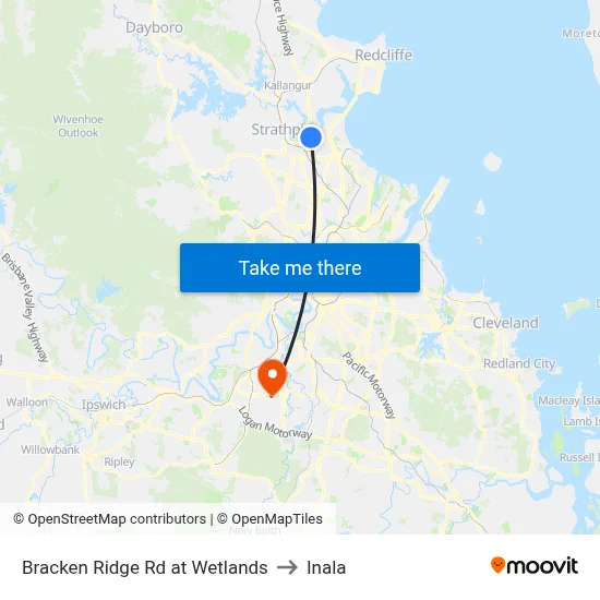 Bracken Ridge Rd at Wetlands to Inala map