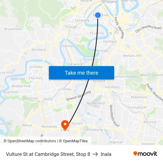 Vulture St at Cambridge Street, Stop 8 to Inala map