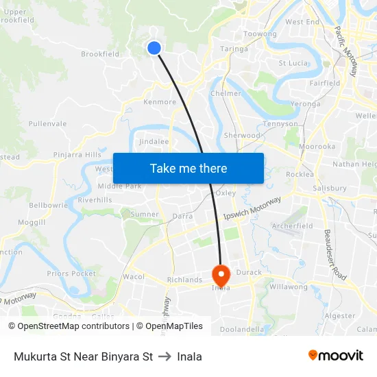 Mukurta St Near Binyara St to Inala map