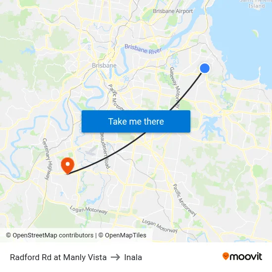 Radford Rd at Manly Vista to Inala map