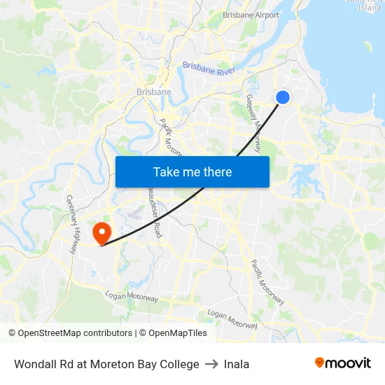 Wondall Rd at Moreton Bay College to Inala map