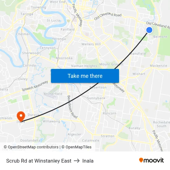 Scrub Rd at Winstanley East to Inala map