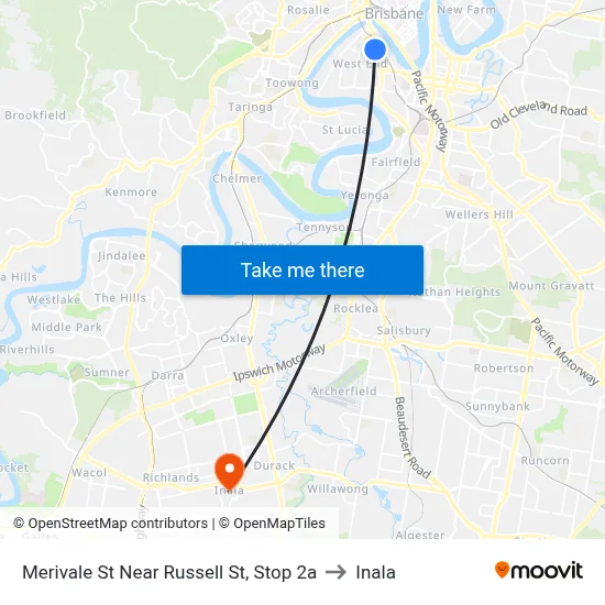 Merivale St Near Russell St, Stop 2a to Inala map