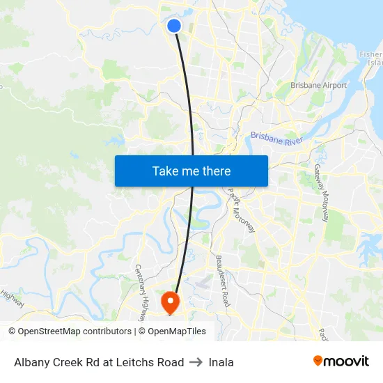 Albany Creek Rd at Leitchs Road to Inala map