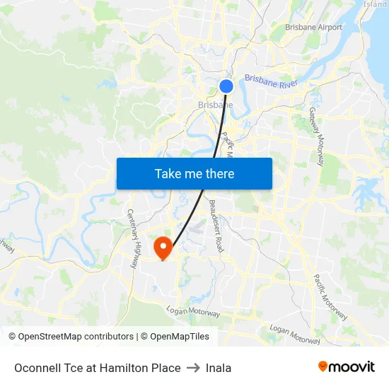 Oconnell Tce at Hamilton Place to Inala map