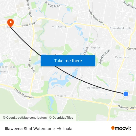 Illaweena St at Waterstone to Inala map