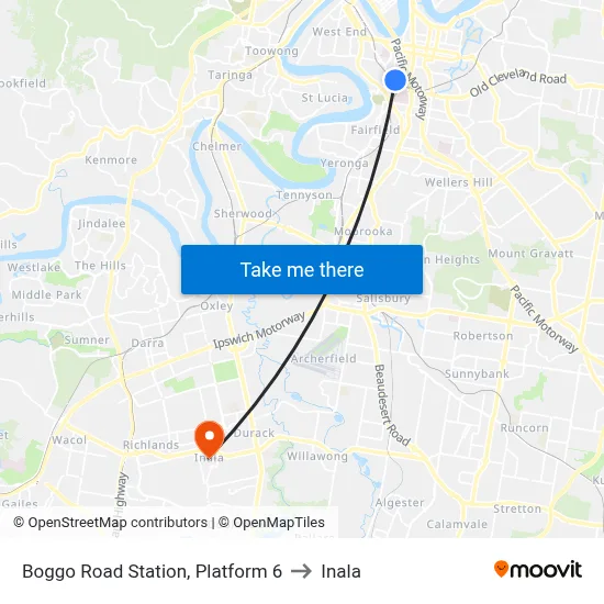 Boggo Road Station, Platform 6 to Inala map