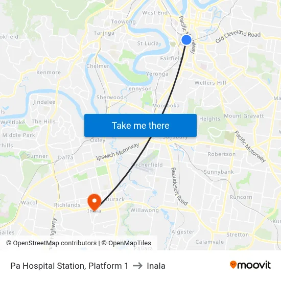 Pa Hospital Station, Platform 1 to Inala map