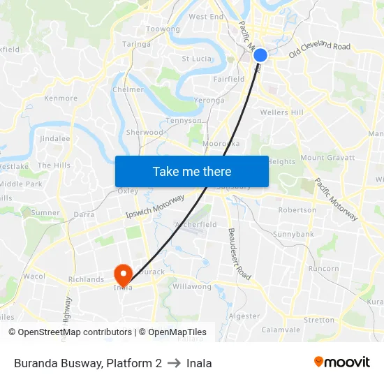 Buranda Busway, Platform 2 to Inala map