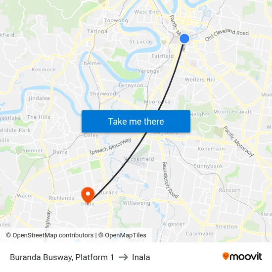 Buranda Busway, Platform 1 to Inala map