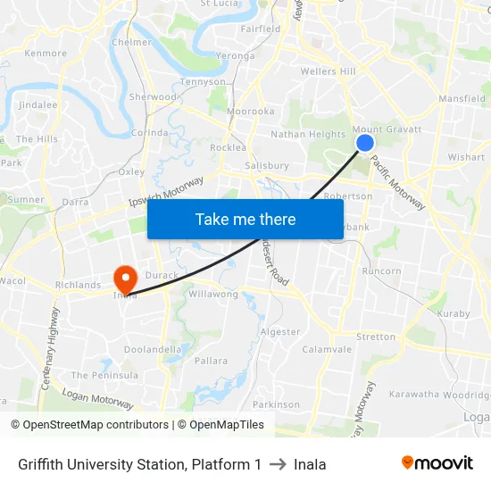 Griffith University Station, Platform 1 to Inala map