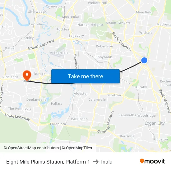 Eight Mile Plains Station, Platform 1 to Inala map