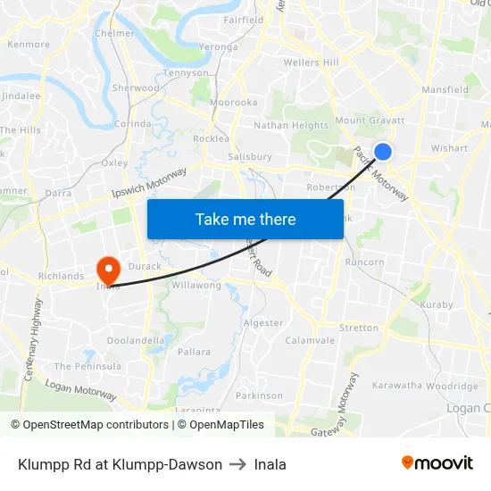 Klumpp Rd at Klumpp-Dawson to Inala map