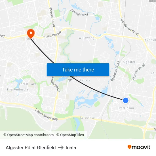 Algester Rd at Glenfield to Inala map