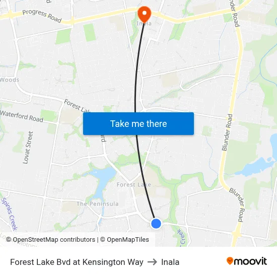 Forest Lake Bvd at Kensington Way to Inala map