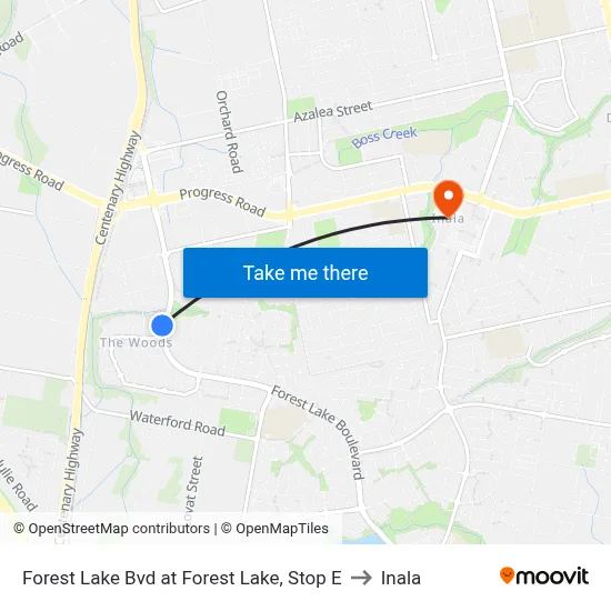 Forest Lake Bvd at Forest Lake, Stop E to Inala map