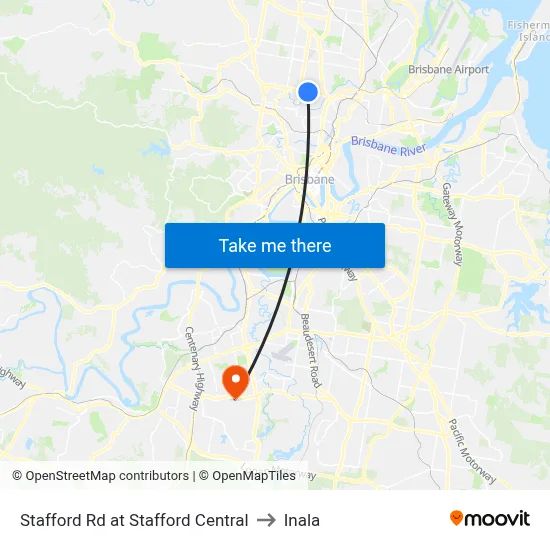 Stafford Rd at Stafford Central to Inala map