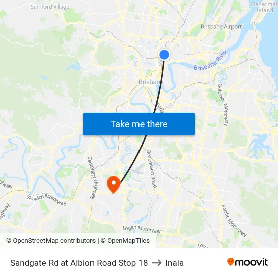 Sandgate Rd at Albion Road Stop 18 to Inala map