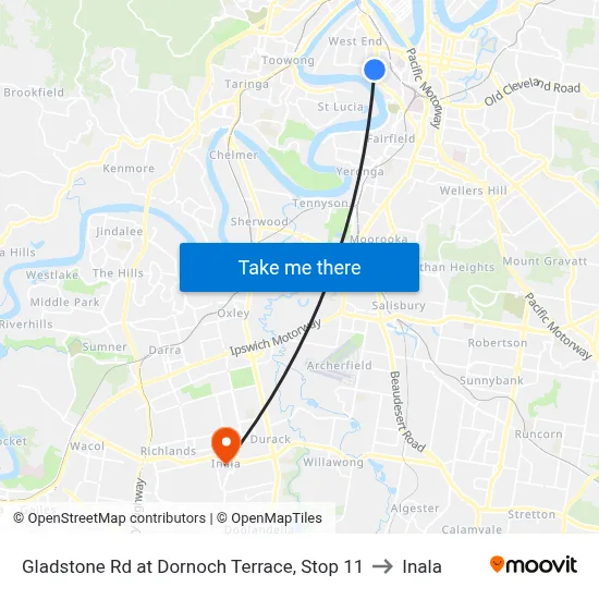 Gladstone Rd at Dornoch Terrace, Stop 11 to Inala map