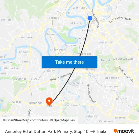 Annerley Rd at Dutton Park Primary, Stop 10 to Inala map