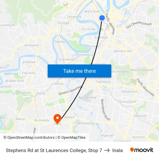Stephens Rd at St Laurences College, Stop 7 to Inala map