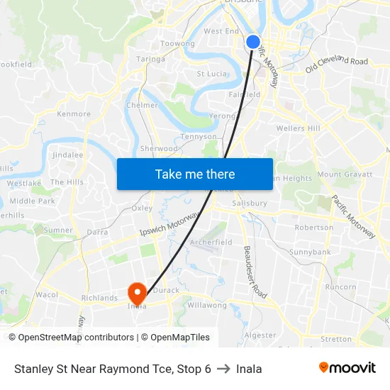 Stanley St Near Raymond Tce, Stop 6 to Inala map