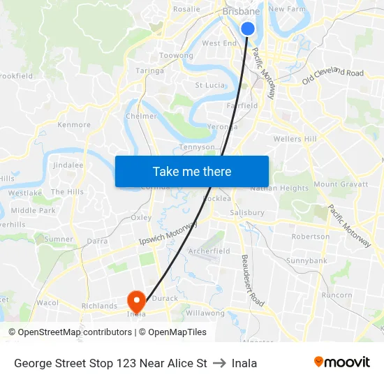 George Street Stop 123 Near Alice St to Inala map