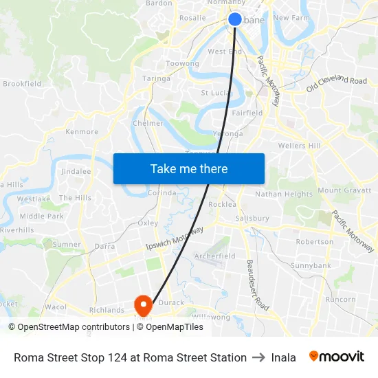 Roma Street Stop 124 at Roma Street Station to Inala map