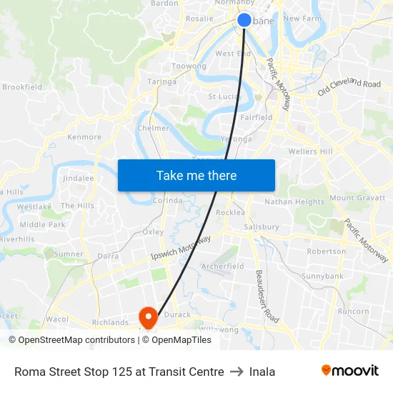 Roma Street Stop 125 at Transit Centre to Inala map