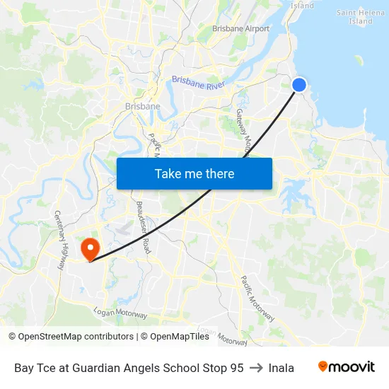 Bay Tce at Guardian Angels School Stop 95 to Inala map