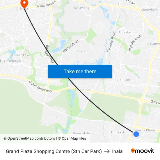 Grand Plaza Shopping Centre (Sth Car Park) to Inala map