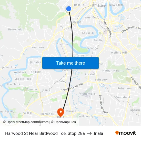 Harwood St Near Birdwood Tce, Stop 28a to Inala map