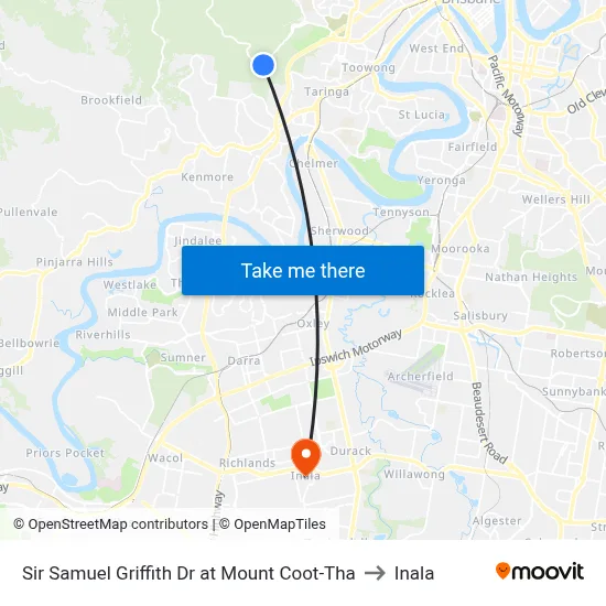 Sir Samuel Griffith Dr at Mount Coot-Tha to Inala map