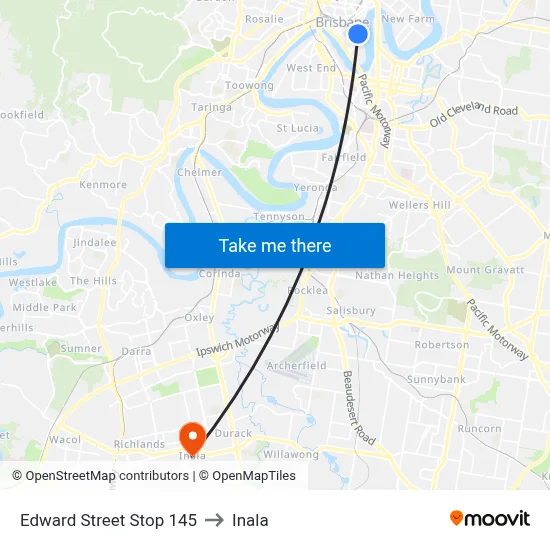 Edward Street Stop 145 to Inala map