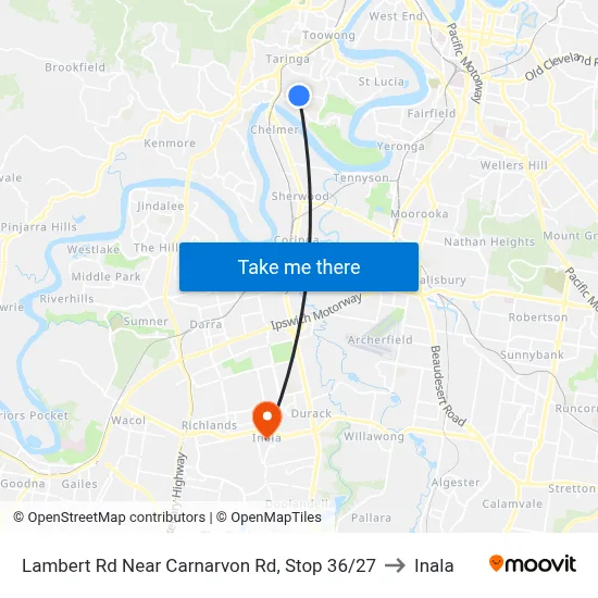 Lambert Rd Near Carnarvon Rd, Stop 36/27 to Inala map