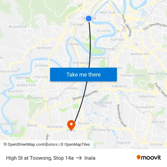 High St at Toowong, Stop 14a to Inala map