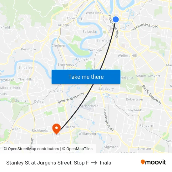 Stanley St at Jurgens Street, Stop F to Inala map