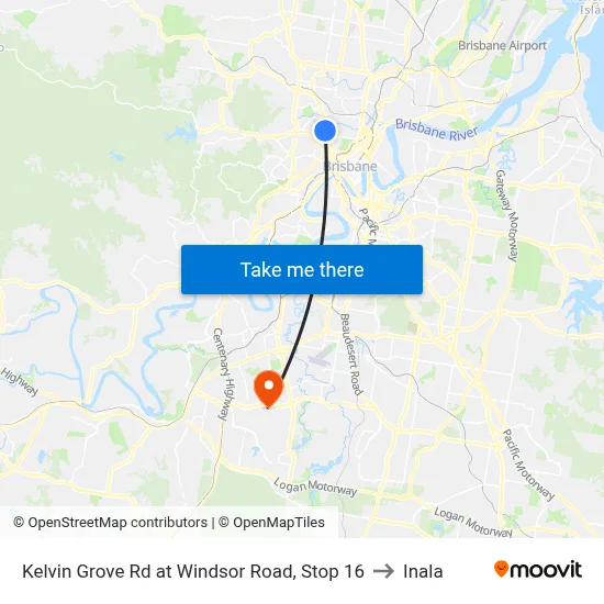 Kelvin Grove Rd at Windsor Road, Stop 16 to Inala map