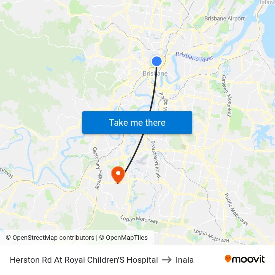 Herston Rd At Royal Children'S Hospital to Inala map