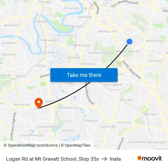 Logan Rd at Mt Gravatt School, Stop 35s to Inala map