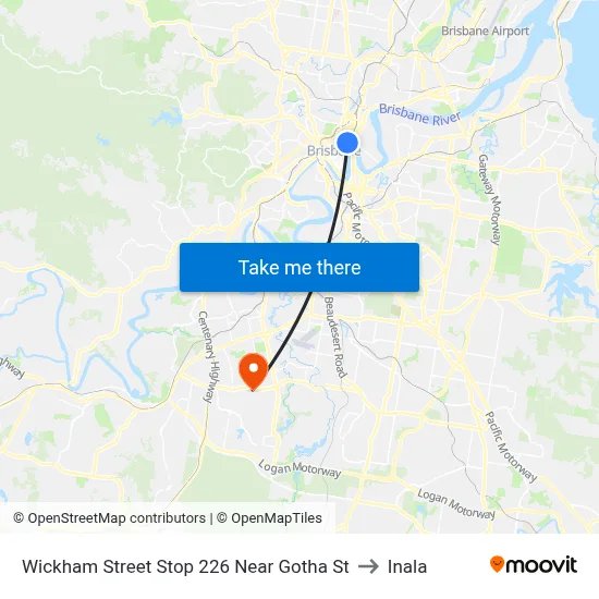 Wickham Street Stop 226 Near Gotha St to Inala map